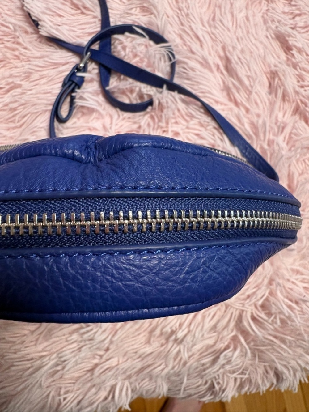 Vince Camuto Cobalt Blue Pebbled Leather Crossbody - Picture 5 of 14